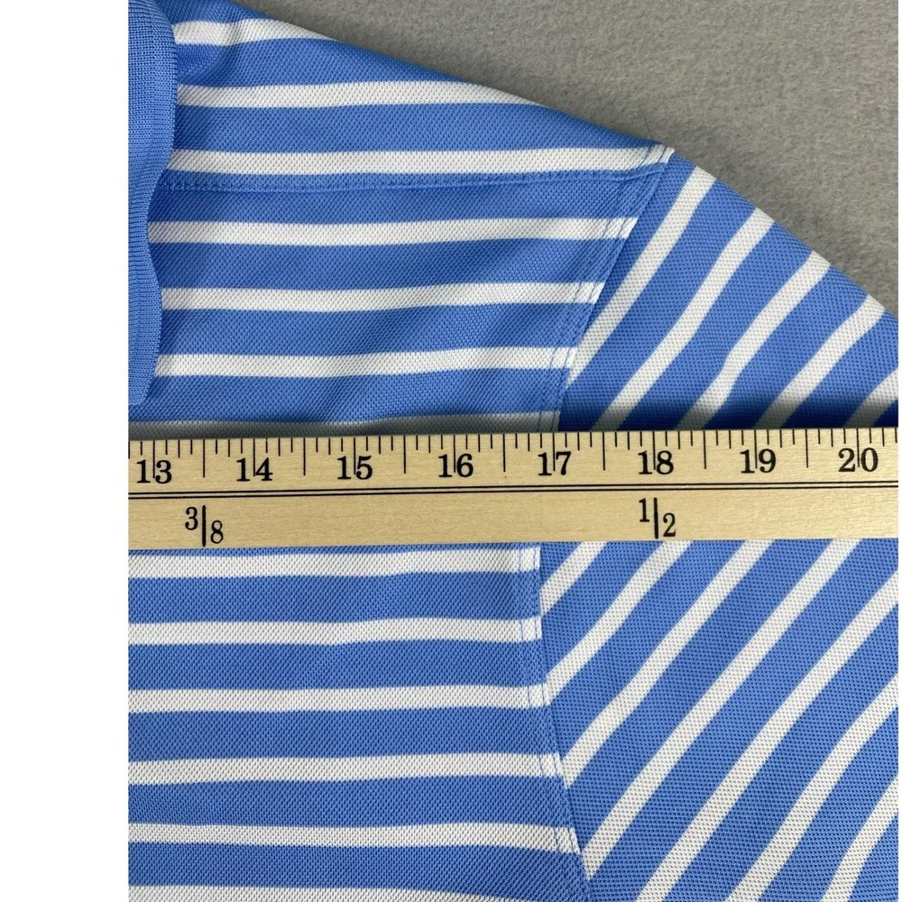 Nike Polo Shirt Mens Large Blue Striped Dri-FIT Short Sleeve Golf Athletic
